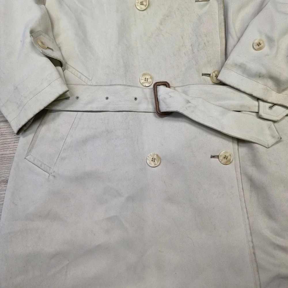 Burberry Trench Coat Womens Cream Fair Vintage Belted Nova Check Lining - Picture 3 of 16